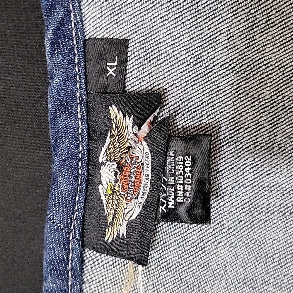 Harley-Davidson Denim Blue Lace-Up Vest - Picture 8 of 9